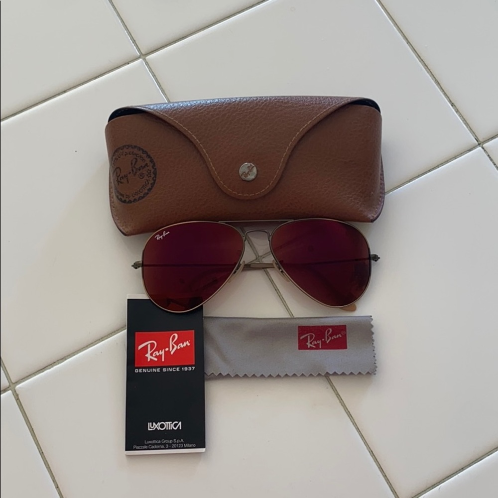 RayBan aviator sunglasses burgundy tint